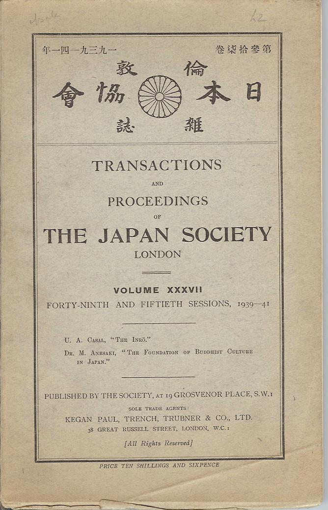 The Japan Society - Transactions and Proceedings of the Japan Society London